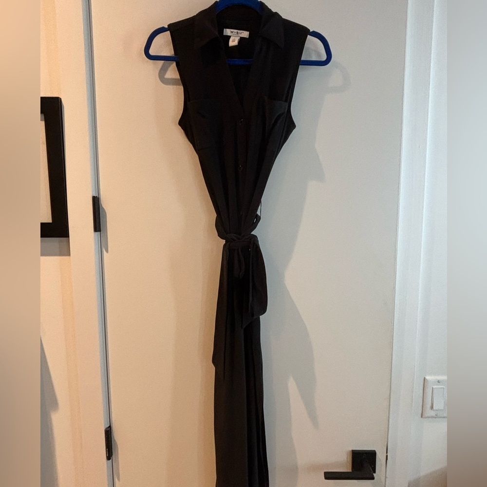 White House Black Market Black Sleeveless Wrap Gown